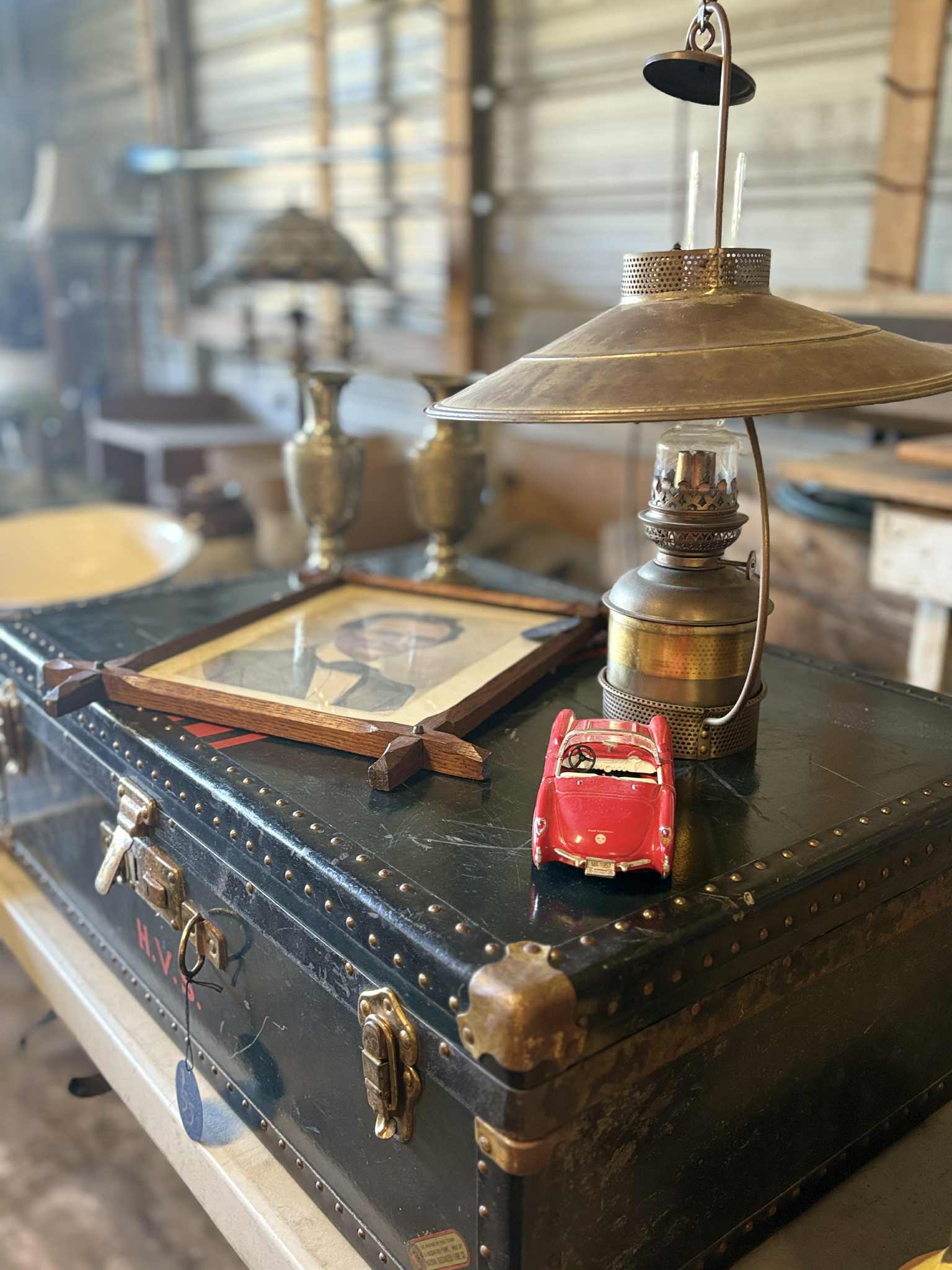 Vintage trunk at estate sale